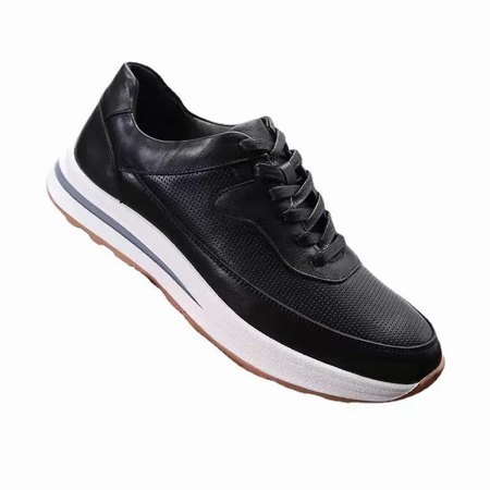 Men's sports shoes soft sole soft surface genuine leather casual running shoes black